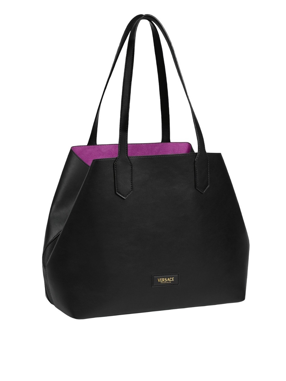Versace Black Tote with Purple Lining